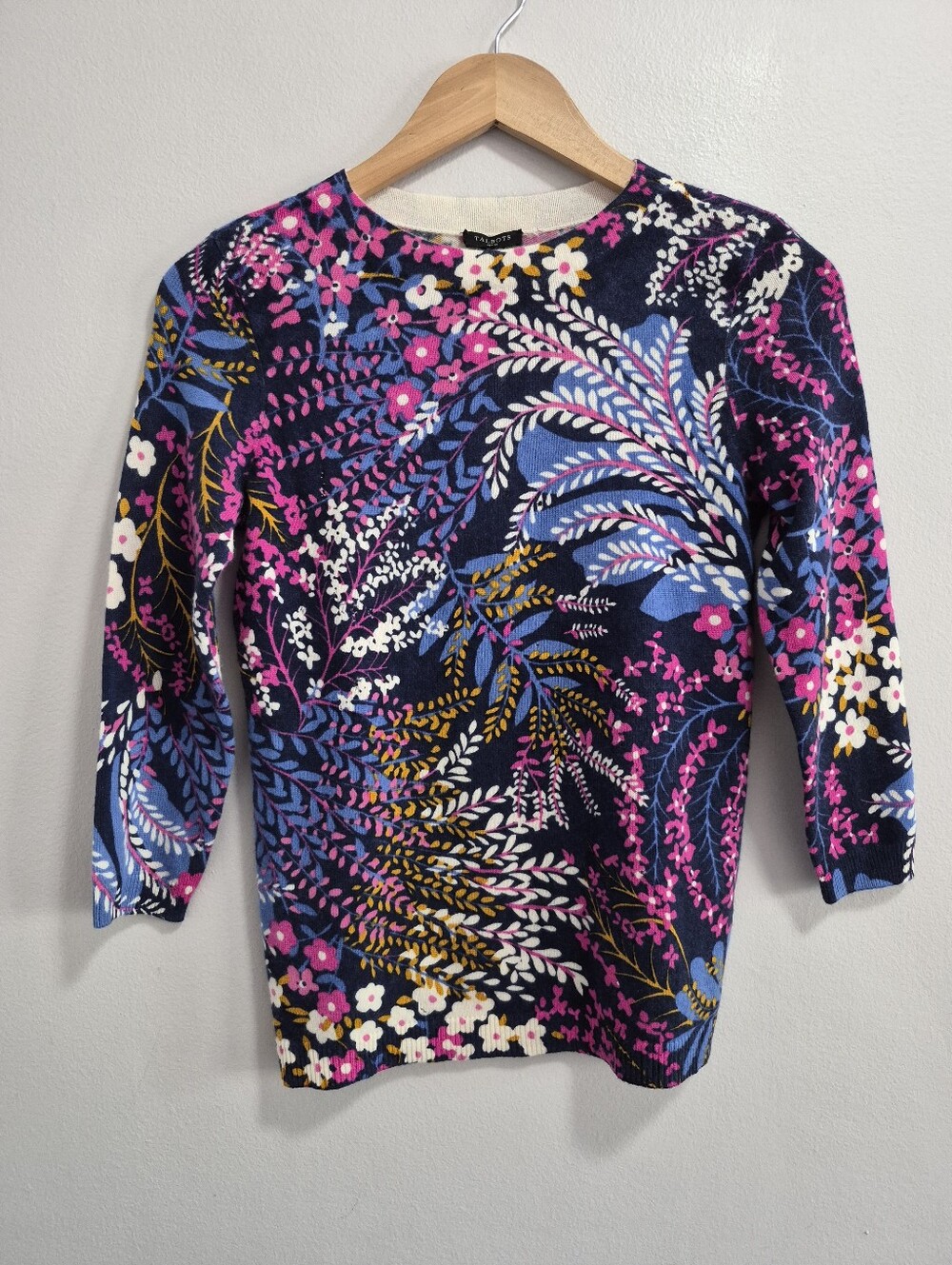 Talbots NWT Flawed Cashmere Floral Sweater Size Petite READ